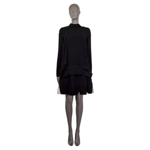 PROENZA SCHOULER black acetate CUT-OUT LAYERED Dress Size 2 XS - Picture 1 of 5
